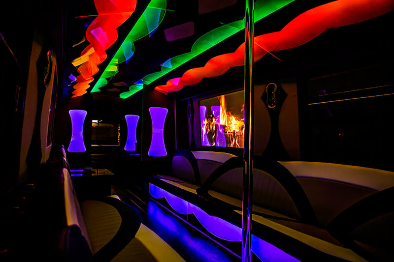 Party bus with colorful lights