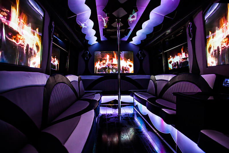 Party bus rental Tacoma with DVD players