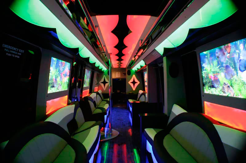 Party bus rental Tacoma with neon lights